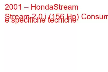 2001 – HondaStream
Stream 2.0 i (156 Hp) Consumi e specifiche tecniche