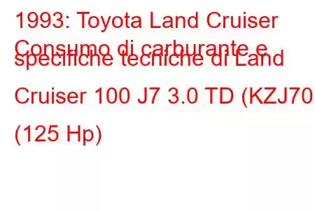 1993: Toyota Land Cruiser
Consumo di carburante e specifiche tecniche di Land Cruiser 100 J7 3.0 TD (KZJ70) (125 Hp)