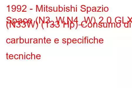 1992 - Mitsubishi Spazio
Space (N3_W,N4_W) 2.0 GLXi (N33W) (133 Hp) Consumo di carburante e specifiche tecniche