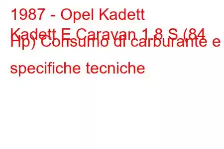 1987 - Opel Kadett
Kadett E Caravan 1.8 S (84 Hp) Consumo di carburante e specifiche tecniche