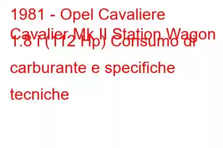 1981 - Opel Cavaliere
Cavalier Mk II Station Wagon 1.8 i (112 Hp) Consumo di carburante e specifiche tecniche