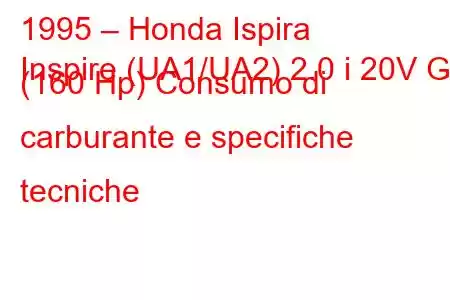 1995 – Honda Ispira
Inspire (UA1/UA2) 2.0 i 20V G (160 Hp) Consumo di carburante e specifiche tecniche