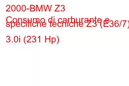 2000-BMW Z3
Consumo di carburante e specifiche tecniche Z3 (E36/7) 3.0i (231 Hp)