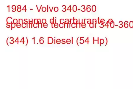 1984 - Volvo 340-360
Consumo di carburante e specifiche tecniche di 340-360 (344) 1.6 Diesel (54 Hp)