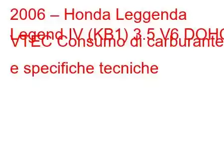 2006 – Honda Leggenda
Legend IV (KB1) 3.5 V6 DOHC VTEC Consumo di carburante e specifiche tecniche