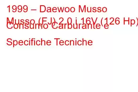 1999 – Daewoo Musso
Musso (FJ) 2.0 i 16V (126 Hp) Consumo Carburante e Specifiche Tecniche