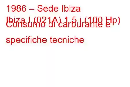 1986 – Sede Ibiza
Ibiza I (021A) 1.5 i (100 Hp) Consumo di carburante e specifiche tecniche