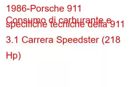 1986-Porsche 911
Consumo di carburante e specifiche tecniche della 911 3.1 Carrera Speedster (218 Hp)