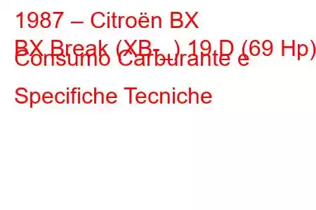 1987 – Citroën BX
BX Break (XB-_) 19 D (69 Hp) Consumo Carburante e Specifiche Tecniche