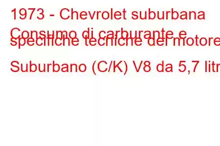 1973 - Chevrolet suburbana
Consumo di carburante e specifiche tecniche del motore Suburbano (C/K) V8 da 5,7 litri