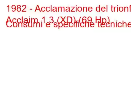 1982 - Acclamazione del trionfo
Acclaim 1.3 (XD) (69 Hp) Consumi e specifiche tecniche