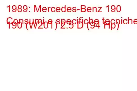 1989: Mercedes-Benz 190
Consumi e specifiche tecniche 190 (W201) 2.5 D (94 Hp)