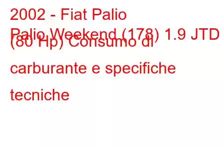 2002 - Fiat Palio
Palio Weekend (178) 1.9 JTD (80 Hp) Consumo di carburante e specifiche tecniche