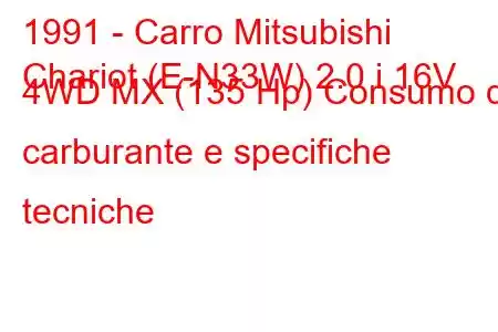 1991 - Carro Mitsubishi
Chariot (E-N33W) 2.0 i 16V 4WD MX (135 Hp) Consumo di carburante e specifiche tecniche