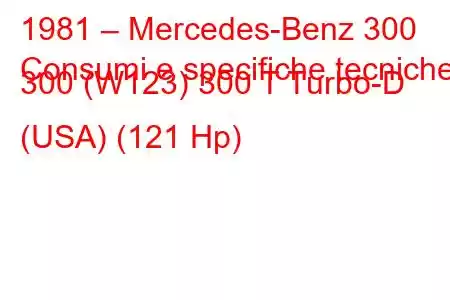 1981 – Mercedes-Benz 300
Consumi e specifiche tecniche 300 (W123) 300 T Turbo-D (USA) (121 Hp)