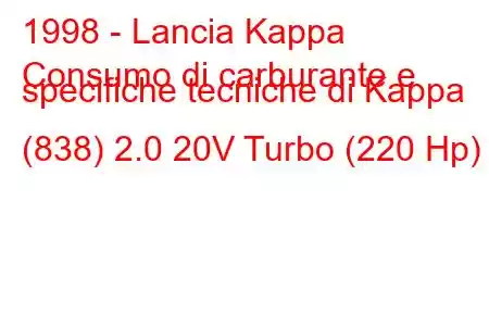 1998 - Lancia Kappa
Consumo di carburante e specifiche tecniche di Kappa (838) 2.0 20V Turbo (220 Hp)