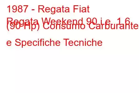 1987 - Regata Fiat
Regata Weekend 90 i.e. 1.6 (90 Hp) Consumo Carburante e Specifiche Tecniche