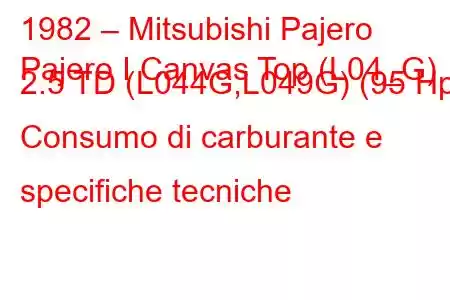 1982 – Mitsubishi Pajero
Pajero I Canvas Top (L04_G) 2.5 TD (L044G,L049G) (95 Hp) Consumo di carburante e specifiche tecniche