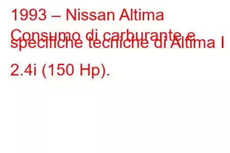 1993 – Nissan Altima
Consumo di carburante e specifiche tecniche di Altima I 2.4i (150 Hp).