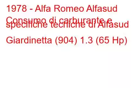 1978 - Alfa Romeo Alfasud
Consumo di carburante e specifiche tecniche di Alfasud Giardinetta (904) 1.3 (65 Hp)