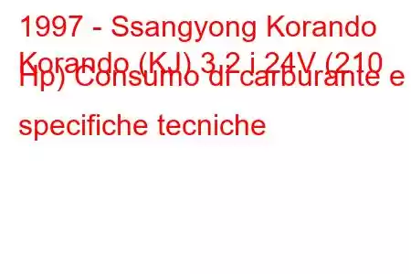 1997 - Ssangyong Korando
Korando (KJ) 3.2 i 24V (210 Hp) Consumo di carburante e specifiche tecniche