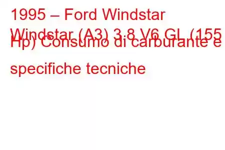 1995 – Ford Windstar
Windstar (A3) 3.8 V6 GL (155 Hp) Consumo di carburante e specifiche tecniche