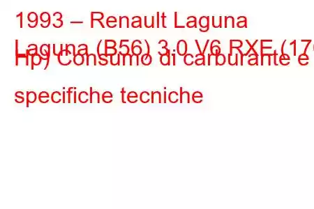 1993 – Renault Laguna
Laguna (B56) 3.0 V6 RXE (170 Hp) Consumo di carburante e specifiche tecniche