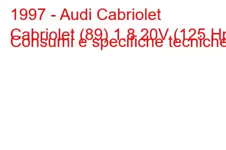 1997 - Audi Cabriolet
Cabriolet (89) 1.8 20V (125 Hp) Consumi e specifiche tecniche