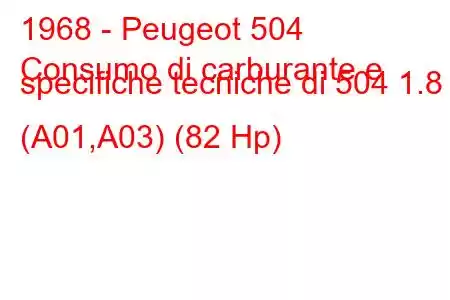 1968 - Peugeot 504
Consumo di carburante e specifiche tecniche di 504 1.8 (A01,A03) (82 Hp)