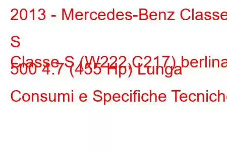 2013 - Mercedes-Benz Classe S
Classe S (W222,C217) berlina 500 4.7 (455 Hp) Lunga Consumi e Specifiche Tecniche