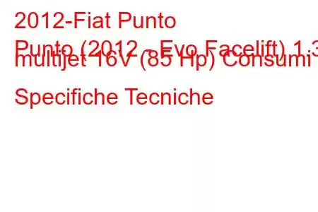 2012-Fiat Punto
Punto (2012 - Evo Facelift) 1.3 multijet 16V (85 Hp) Consumi e Specifiche Tecniche