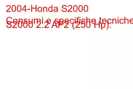 2004-Honda S2000
Consumi e specifiche tecniche S2000 2.2 AP2 (250 Hp).