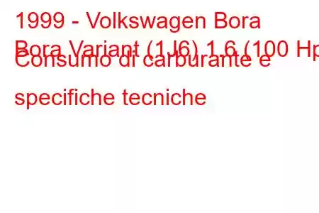 1999 - Volkswagen Bora
Bora Variant (1J6) 1.6 (100 Hp) Consumo di carburante e specifiche tecniche