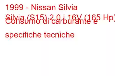 1999 - Nissan Silvia
Silvia (S15) 2.0 i 16V (165 Hp) Consumo di carburante e specifiche tecniche