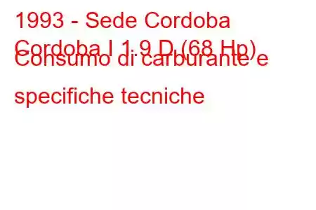 1993 - Sede Cordoba
Cordoba I 1.9 D (68 Hp) Consumo di carburante e specifiche tecniche