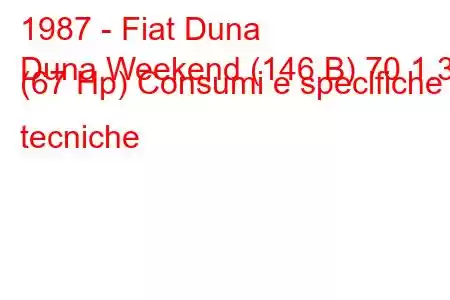 1987 - Fiat Duna
Duna Weekend (146 B) 70 1.3 (67 Hp) Consumi e specifiche tecniche