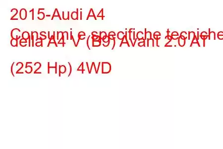 2015-Audi A4
Consumi e specifiche tecniche della A4 V (B9) Avant 2.0 AT (252 Hp) 4WD