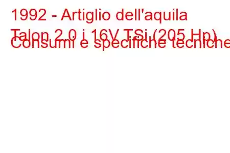 1992 - Artiglio dell'aquila
Talon 2.0 i 16V TSi (205 Hp) Consumi e specifiche tecniche