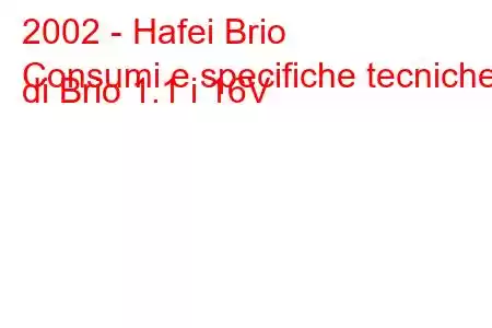 2002 - Hafei Brio
Consumi e specifiche tecniche di Brio 1.1 i 16V