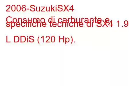 2006-SuzukiSX4
Consumo di carburante e specifiche tecniche di SX4 1.9 L DDiS (120 Hp).