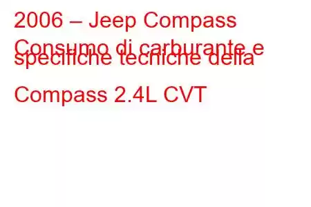 2006 – Jeep Compass
Consumo di carburante e specifiche tecniche della Compass 2.4L CVT