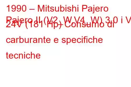 1990 – Mitsubishi Pajero
Pajero II (V2_W,V4_W) 3.0 i V6 24V (181 Hp) Consumo di carburante e specifiche tecniche