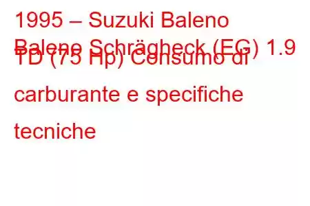 1995 – Suzuki Baleno
Baleno Schrägheck (EG) 1.9 TD (75 Hp) Consumo di carburante e specifiche tecniche