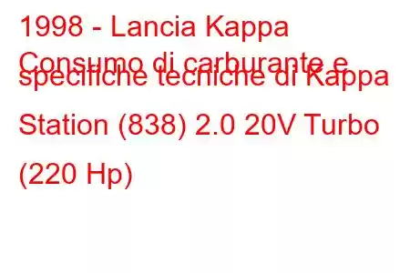 1998 - Lancia Kappa
Consumo di carburante e specifiche tecniche di Kappa Station (838) 2.0 20V Turbo (220 Hp)