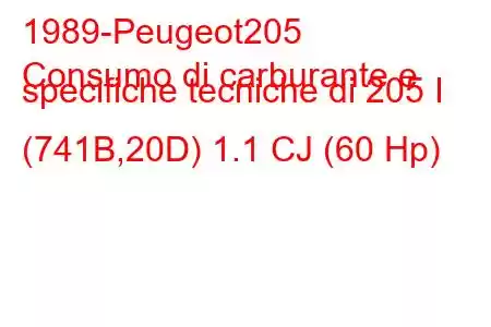 1989-Peugeot205
Consumo di carburante e specifiche tecniche di 205 I (741B,20D) 1.1 CJ (60 Hp)