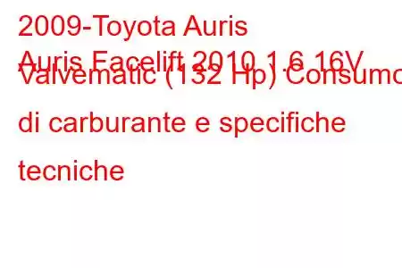 2009-Toyota Auris
Auris Facelift 2010 1.6 16V Valvematic (132 Hp) Consumo di carburante e specifiche tecniche