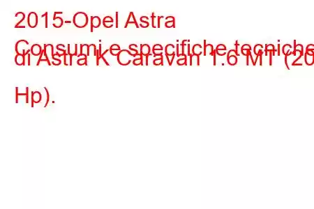 2015-Opel Astra
Consumi e specifiche tecniche di Astra K Caravan 1.6 MT (200 Hp).