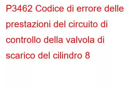 P3462 Codice di errore delle prestazioni del circuito di controllo della valvola di scarico del cilindro 8