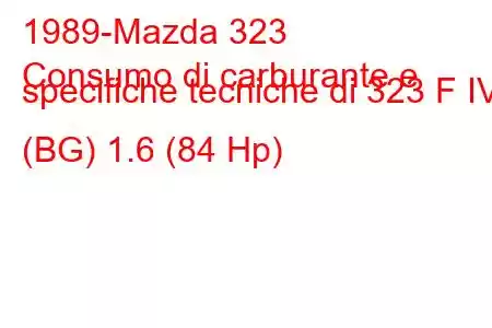 1989-Mazda 323
Consumo di carburante e specifiche tecniche di 323 F IV (BG) 1.6 (84 Hp)