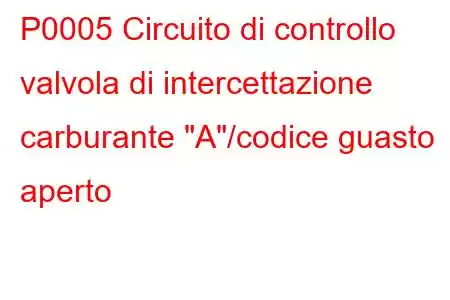 P0005 Circuito di controllo valvola di intercettazione carburante 